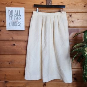 Point Of View 🌻 Vintage ALine Midi Texture Skirt Pleat Pocket Union ILGWU Sz 12